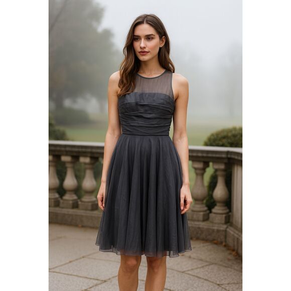 Alice + Olivia Black Fit & Flare Midi Dress  Women's Size Small - Picture 1 of 8